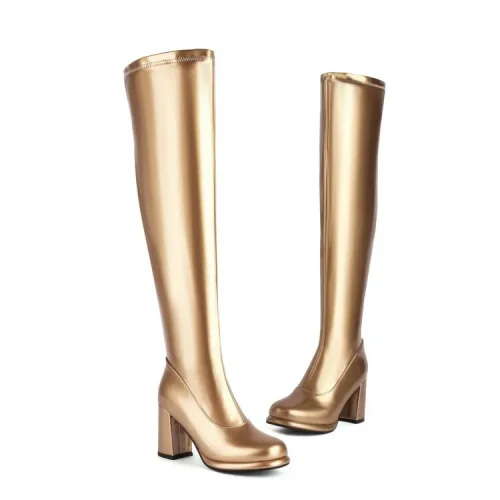 Rote Overknees Stiefel Heels 8.5CM Plateau- Größe 34-46 – Bild 27